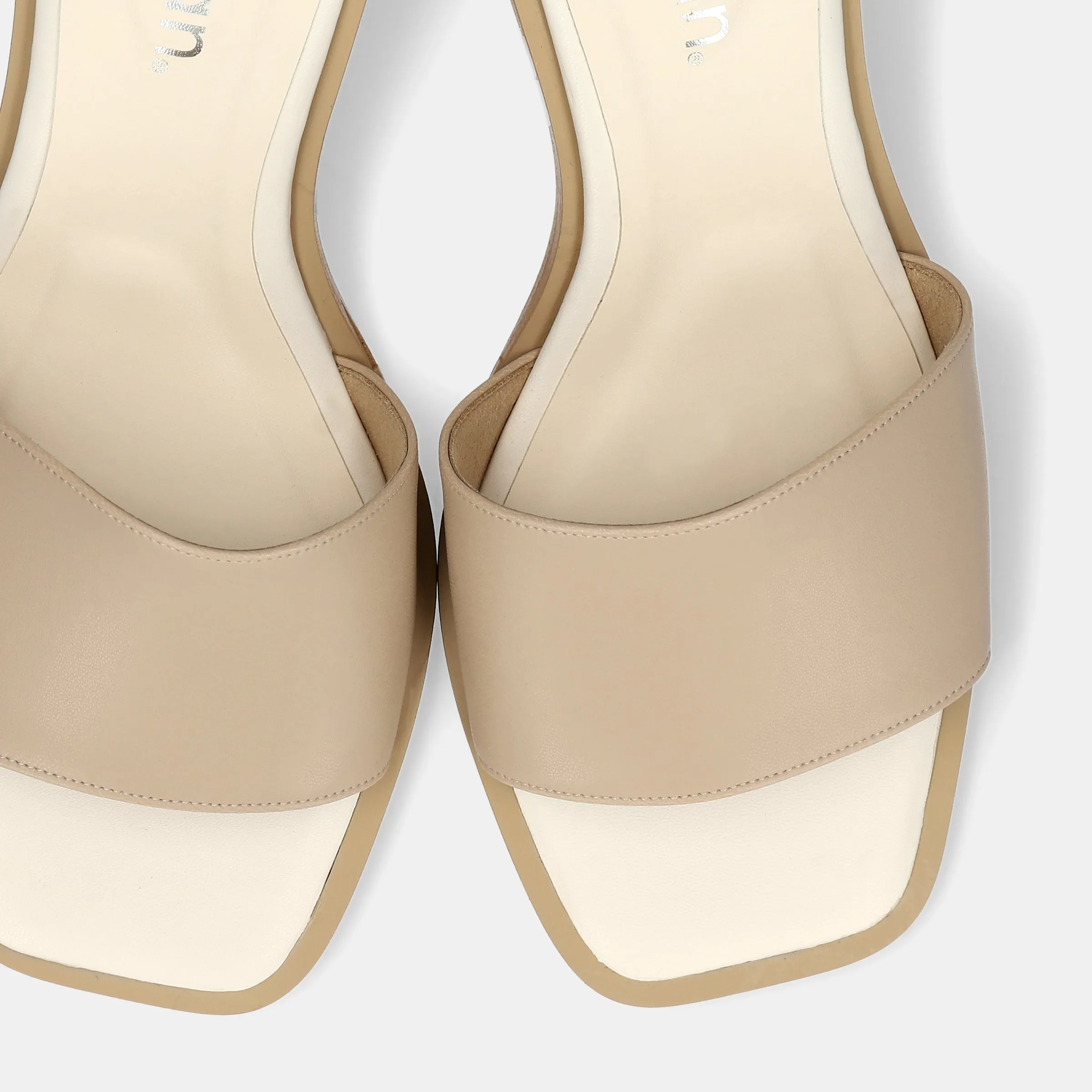 15% OFF: Wide Band Clear Heel Mules (m50002) Light Greige
