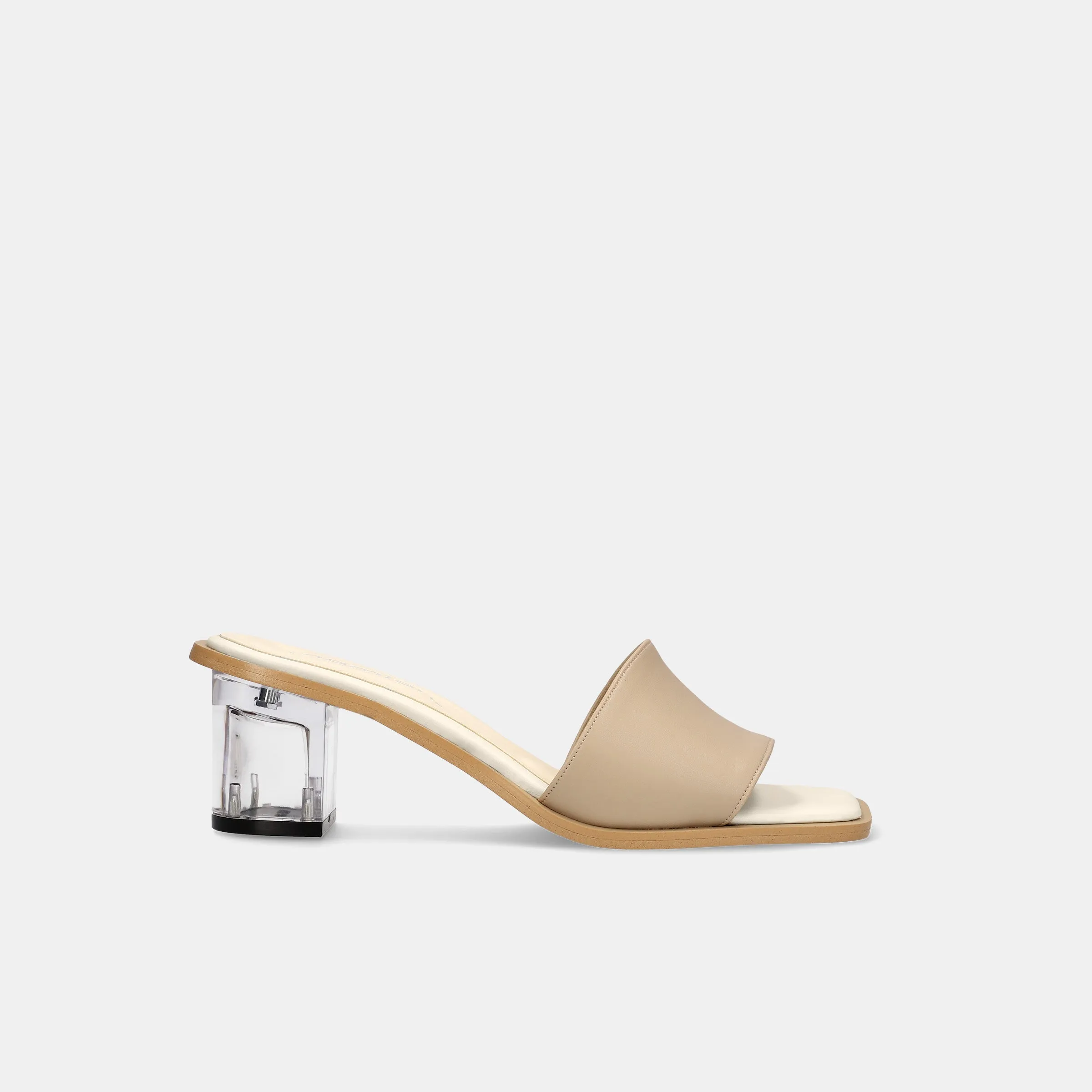 15% OFF: Wide Band Clear Heel Mules (m50002) Light Greige