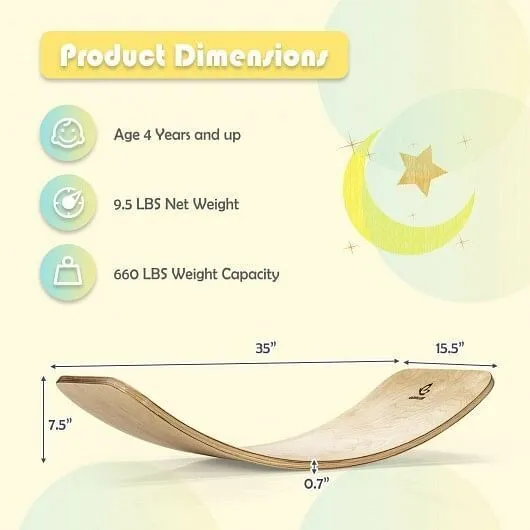 15.5 Inch Wobble Board for Kids and Adults-Natural - Color: Natural - Size: 15.5