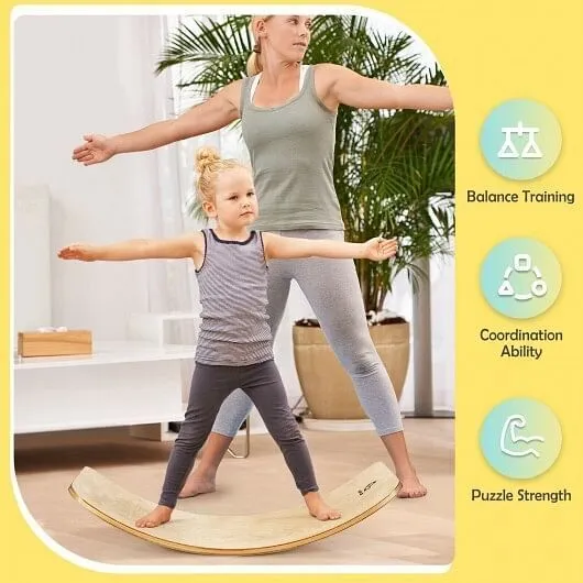 15.5 Inch Wobble Board for Kids and Adults-Natural - Color: Natural - Size: 15.5
