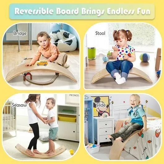 15.5 Inch Wobble Board for Kids and Adults-Natural - Color: Natural - Size: 15.5