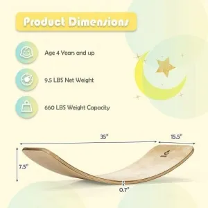 15.5 Inch Wobble Board for Kids and Adults-Natural - Color: Natural - Size: 15.5