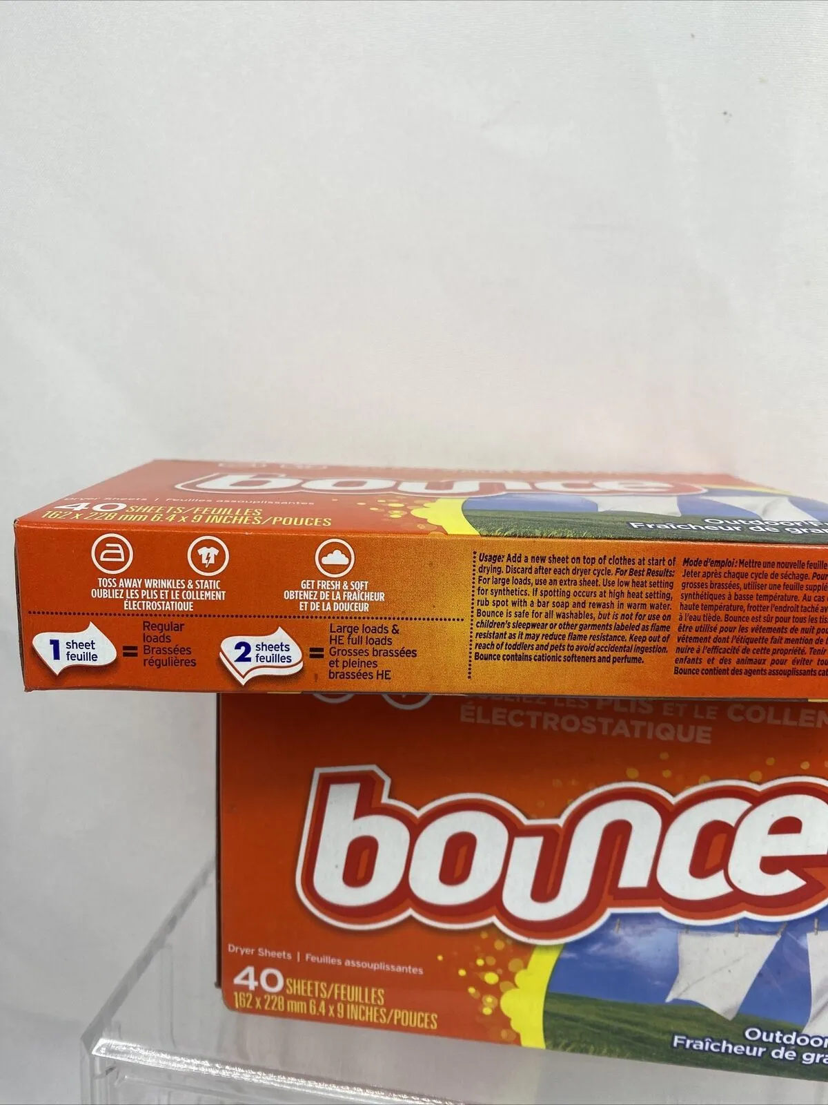 (2) Bounce Fabric Softener Dryer Sheets Outdoor Fresh 40ct COMBINE SHIPPING!