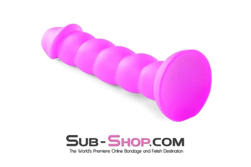 2218M-SIS      Pretty Sissy Purple Twist Silicone Ripple Dildo with Suction Cup Base
