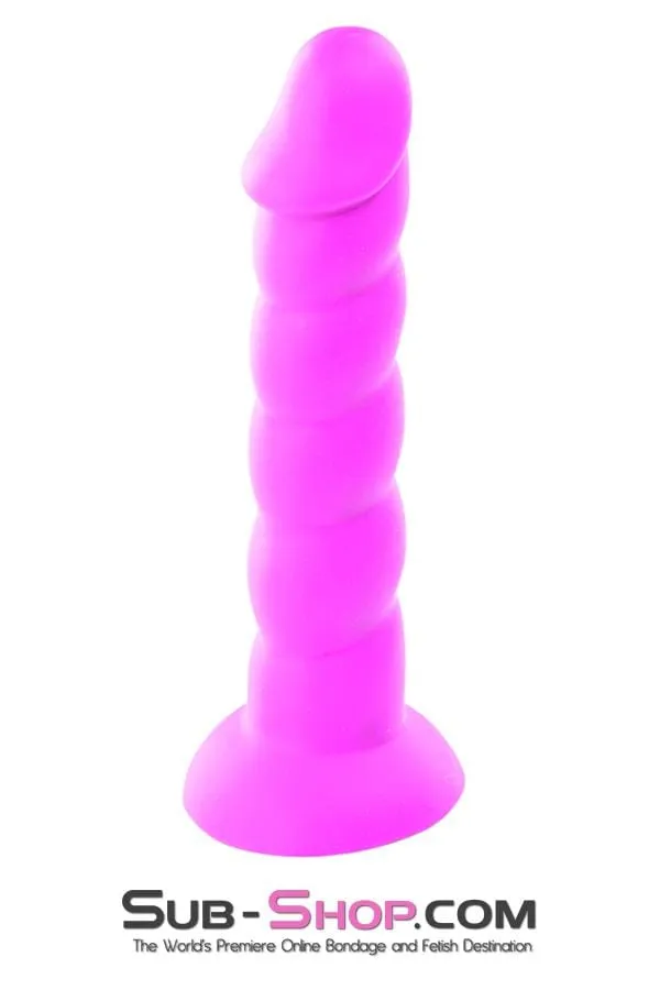 2218M-SIS      Pretty Sissy Purple Twist Silicone Ripple Dildo with Suction Cup Base
