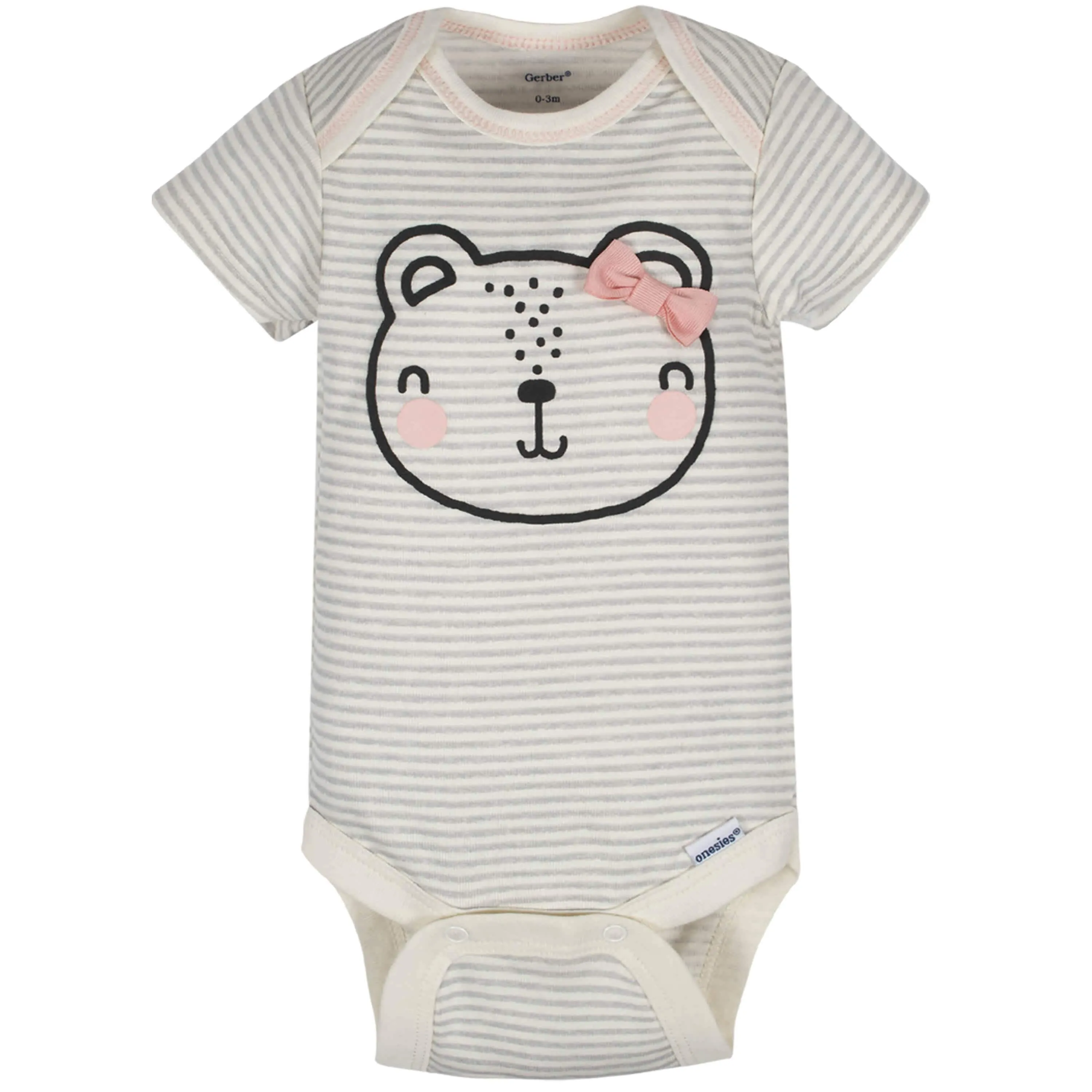3-Pack Baby Girls Bear Short Sleeve Onesies® Bodysuits