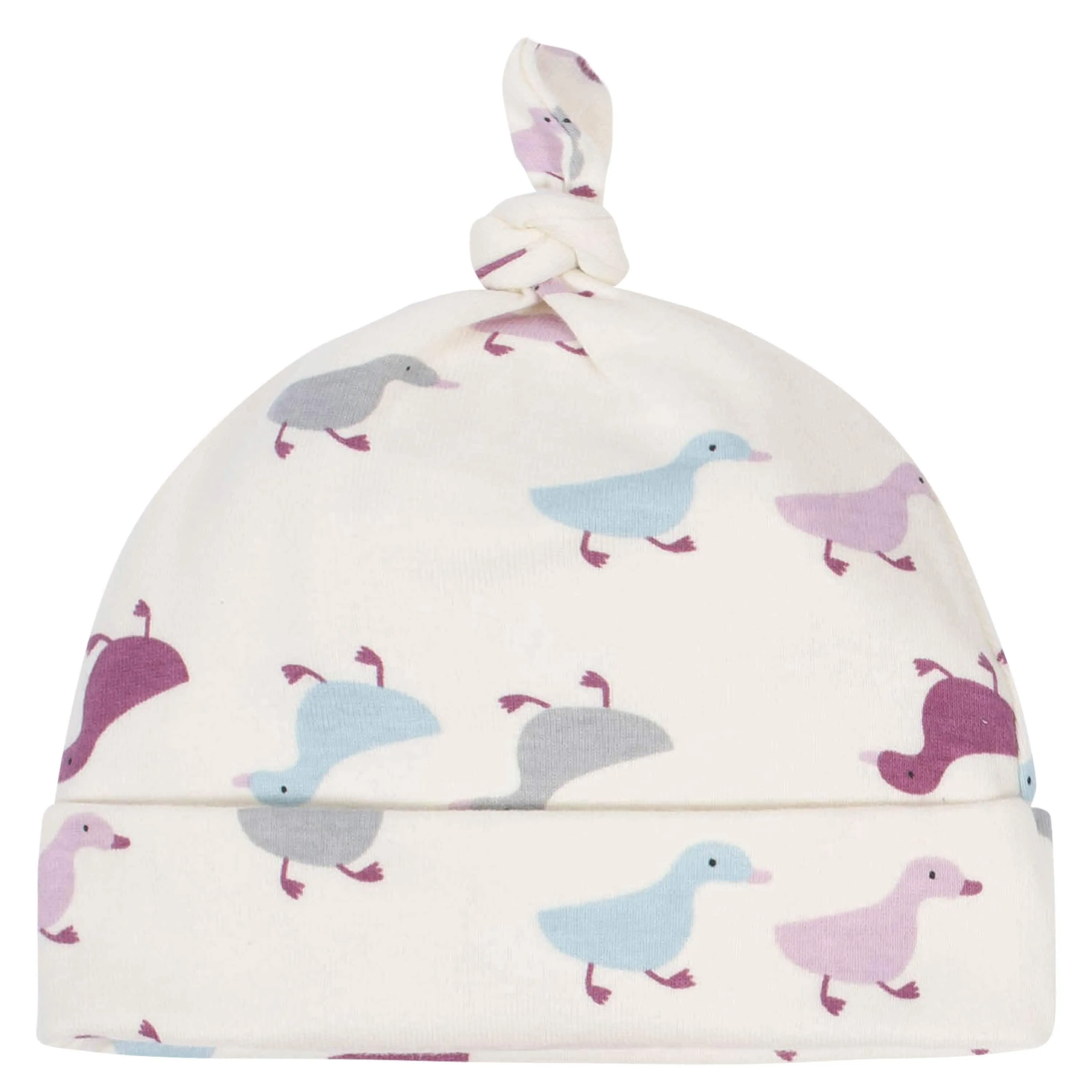 4-Pack Baby Girls Comfy Stretch Ducklings Caps