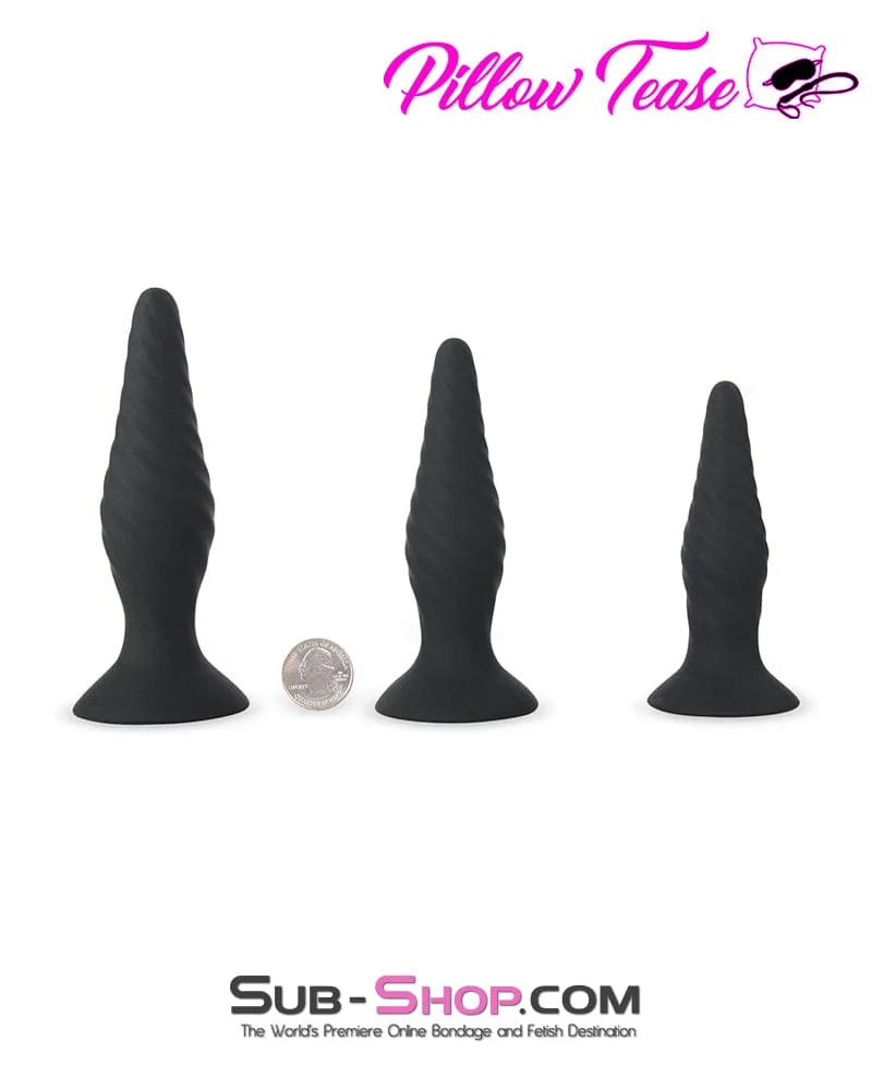 4447M      3 Pc Rechargeable 9 Function Wireless Remote Control Vibrating Butt Plug Kit