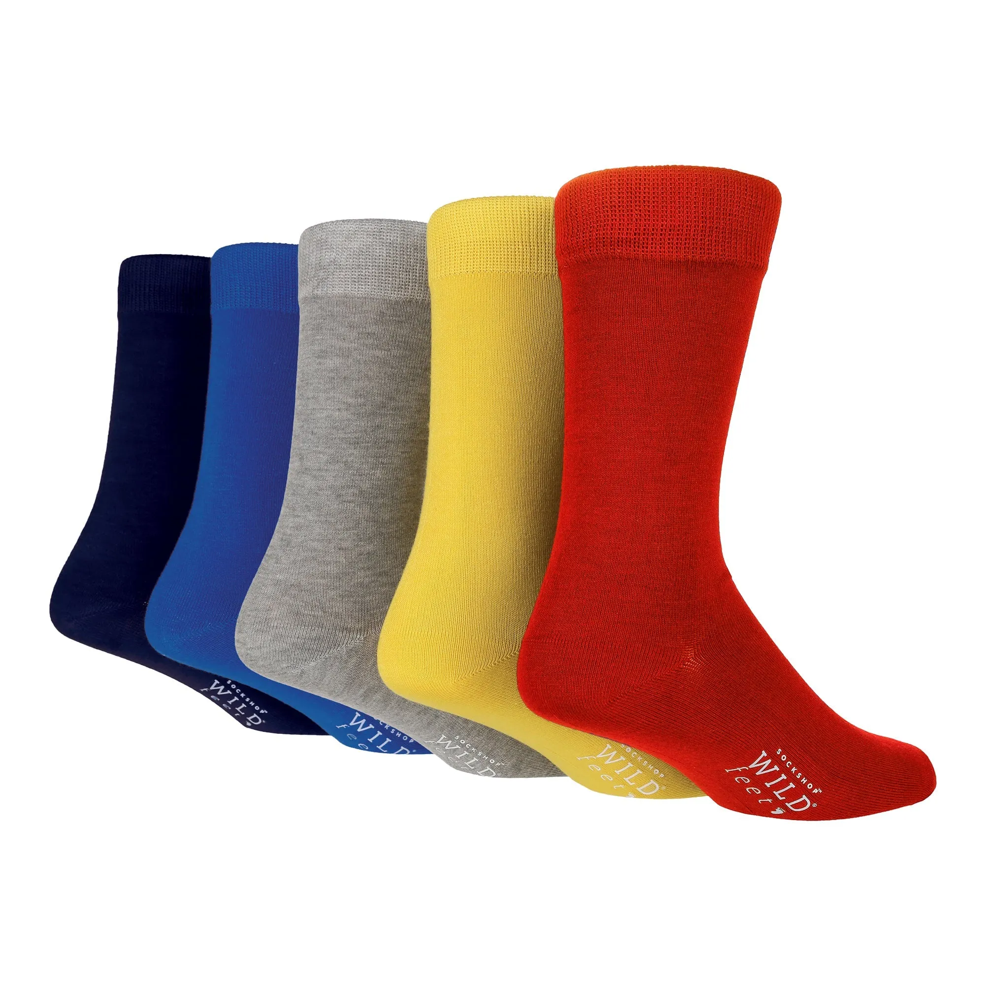 5 Pack Mens Plain Coloured Bamboo Dress Socks