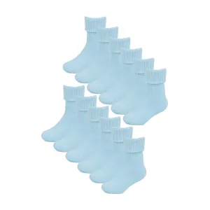 6 Pack Baby Girl & Boy Soft Cotton Turn Over Top Socks (3 Sizes)