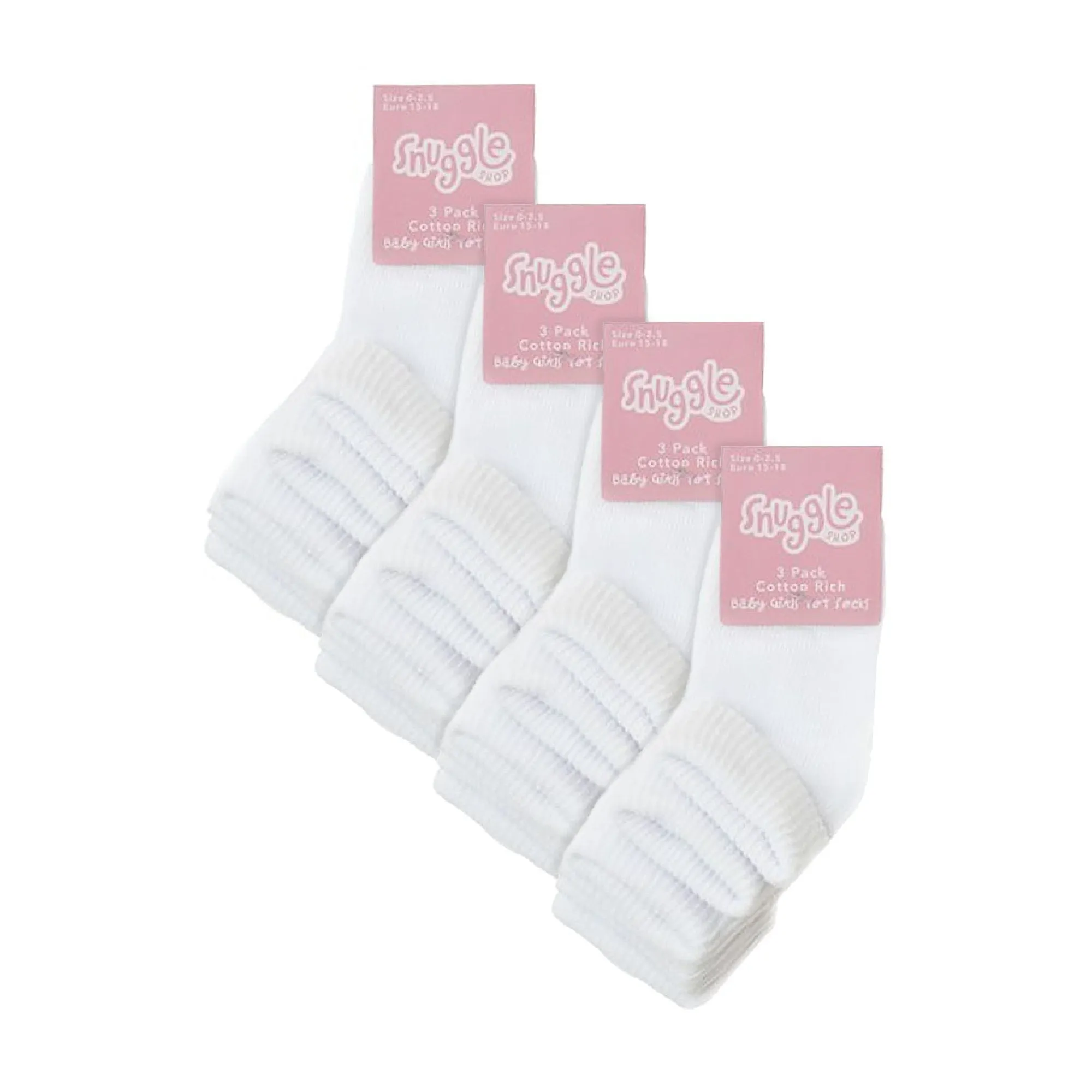 6 Pack Baby Girl & Boy Soft Cotton Turn Over Top Socks (3 Sizes)