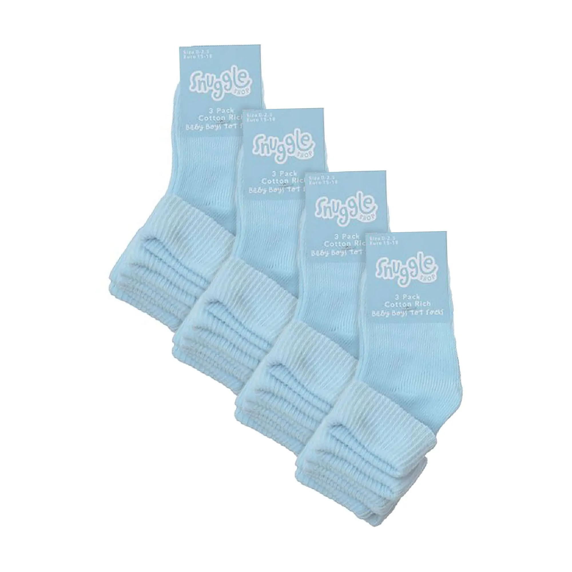 6 Pack Baby Girl & Boy Soft Cotton Turn Over Top Socks (3 Sizes)