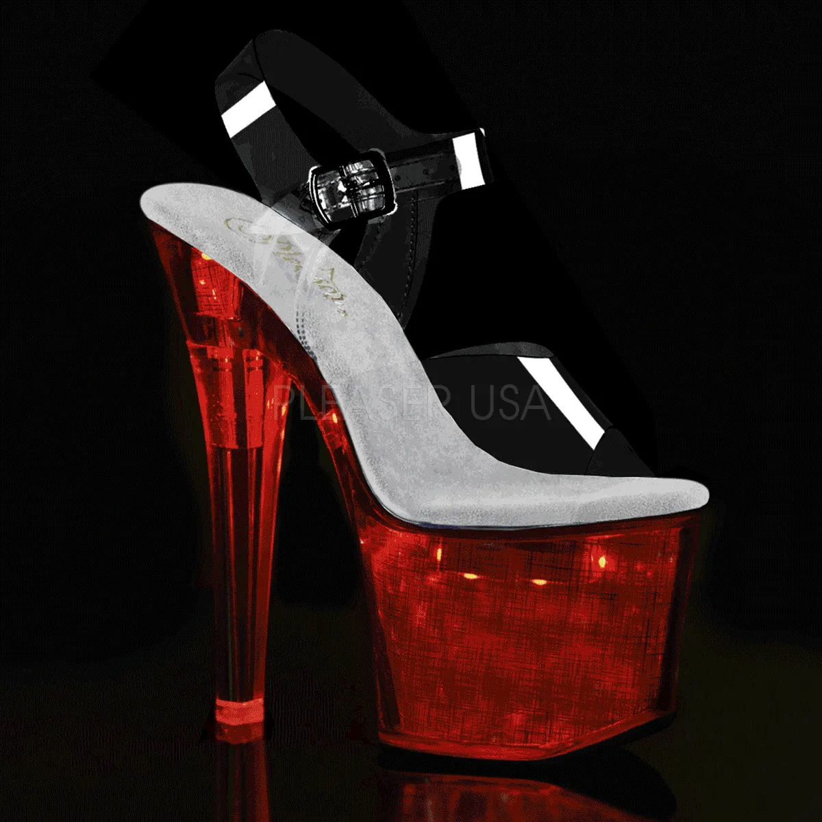 7 Inch Heel FLASHDANCE-708CH Clear Silver Hologram