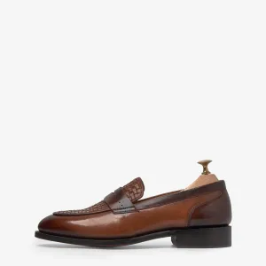 Abbey Woven Vamp Dual Brown Slip On