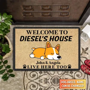 An adorable doormat for Couple and dog lovers Personalized Name Doomat 925