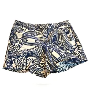 Anthropologie Lucy &amp; Laurel Navy Paisley Beach Travel Summer Casual Shorts Sz 10