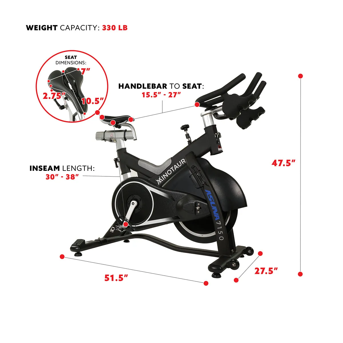 Asuna Minotaur Stationary Exercise Bike Magnetic High Weight Belt Drive