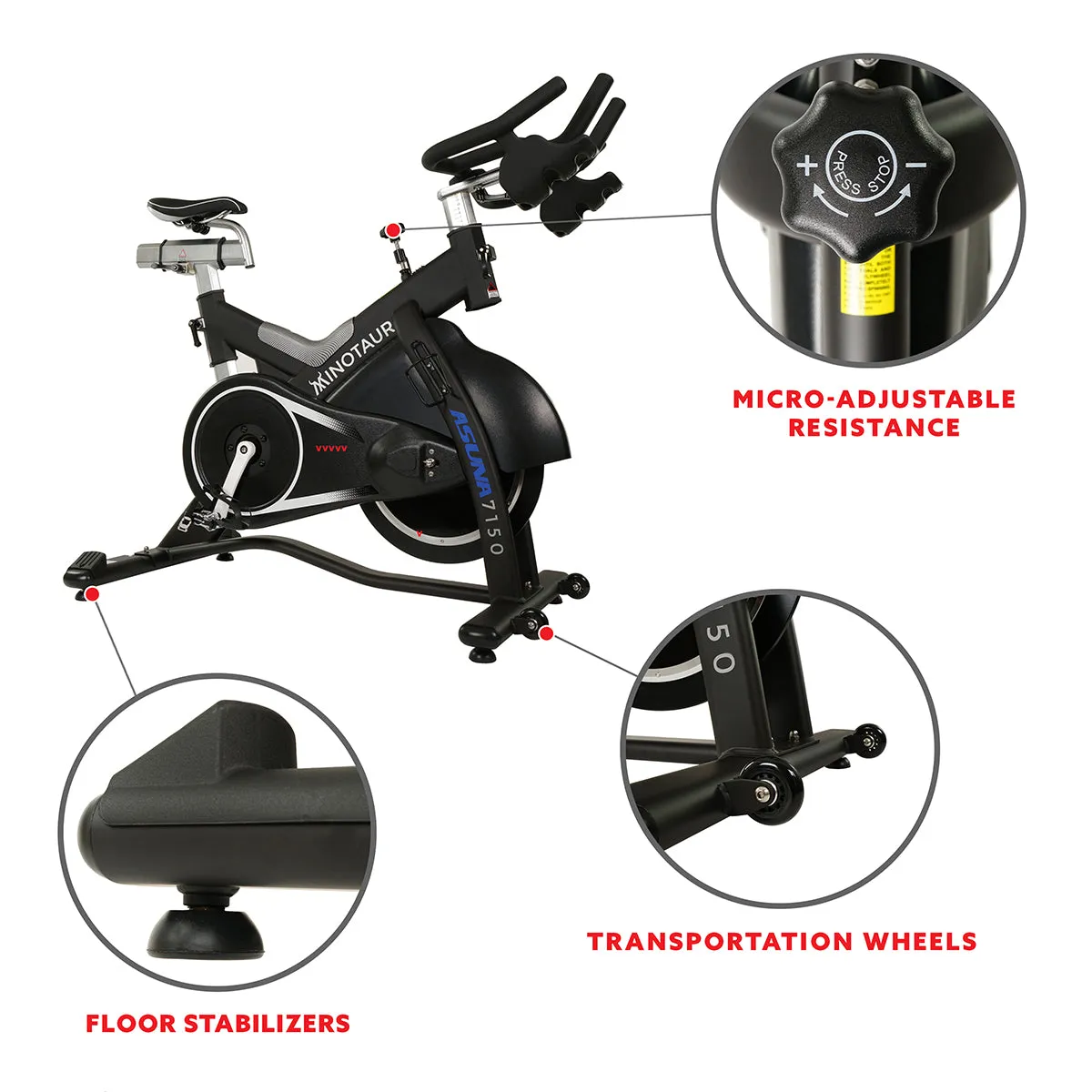 Asuna Minotaur Stationary Exercise Bike Magnetic High Weight Belt Drive
