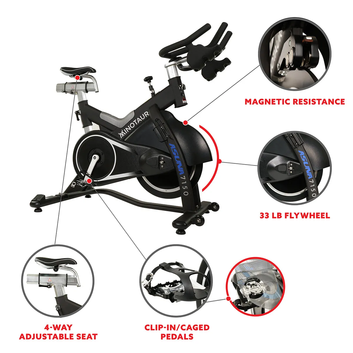 Asuna Minotaur Stationary Exercise Bike Magnetic High Weight Belt Drive