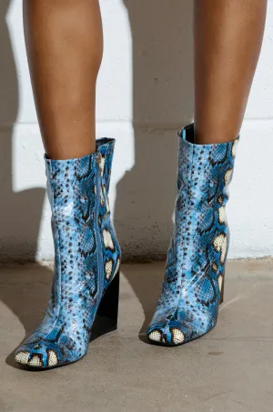AZALEA WANG RANSOM BLUE MULTI SNAKE BOOTIE