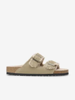 BIRKENSTOCK Arizona Shearling Suede Sandals in Beige
