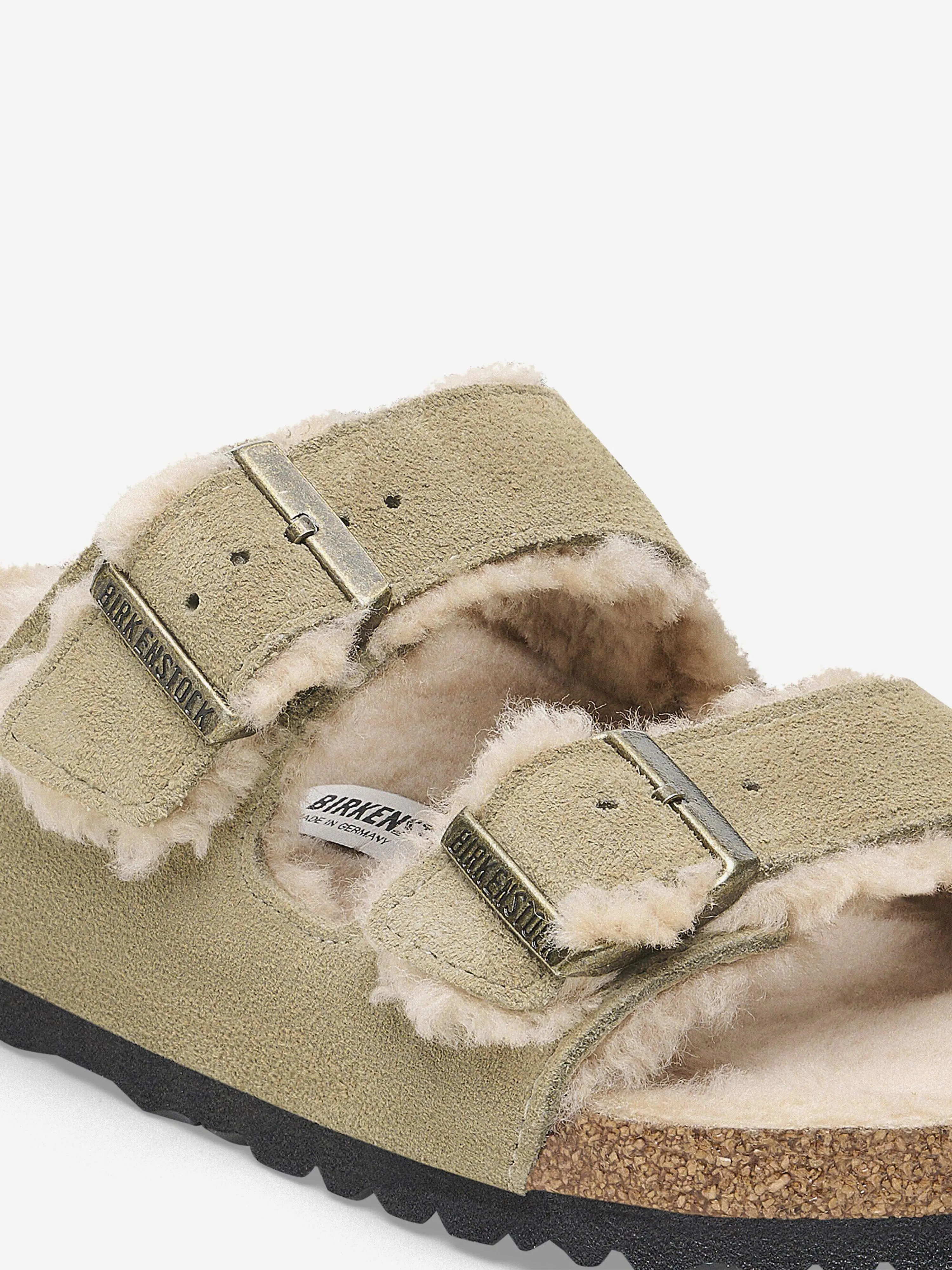 BIRKENSTOCK Arizona Shearling Suede Sandals in Beige