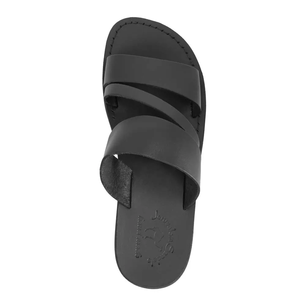 Boaz - Leather Wide Strap Sandal | Black