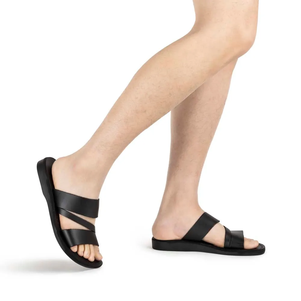 Boaz - Leather Wide Strap Sandal | Black