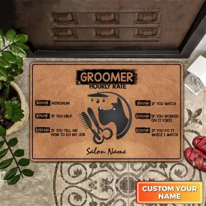 Brown Groomer Hourly Rate For Salon Pet Personalized Name Doomat 901