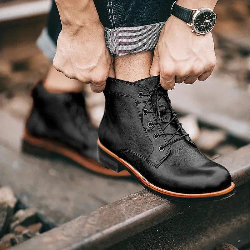 CALDON | MEN’S HIGH TOP LEATHER BOOTS