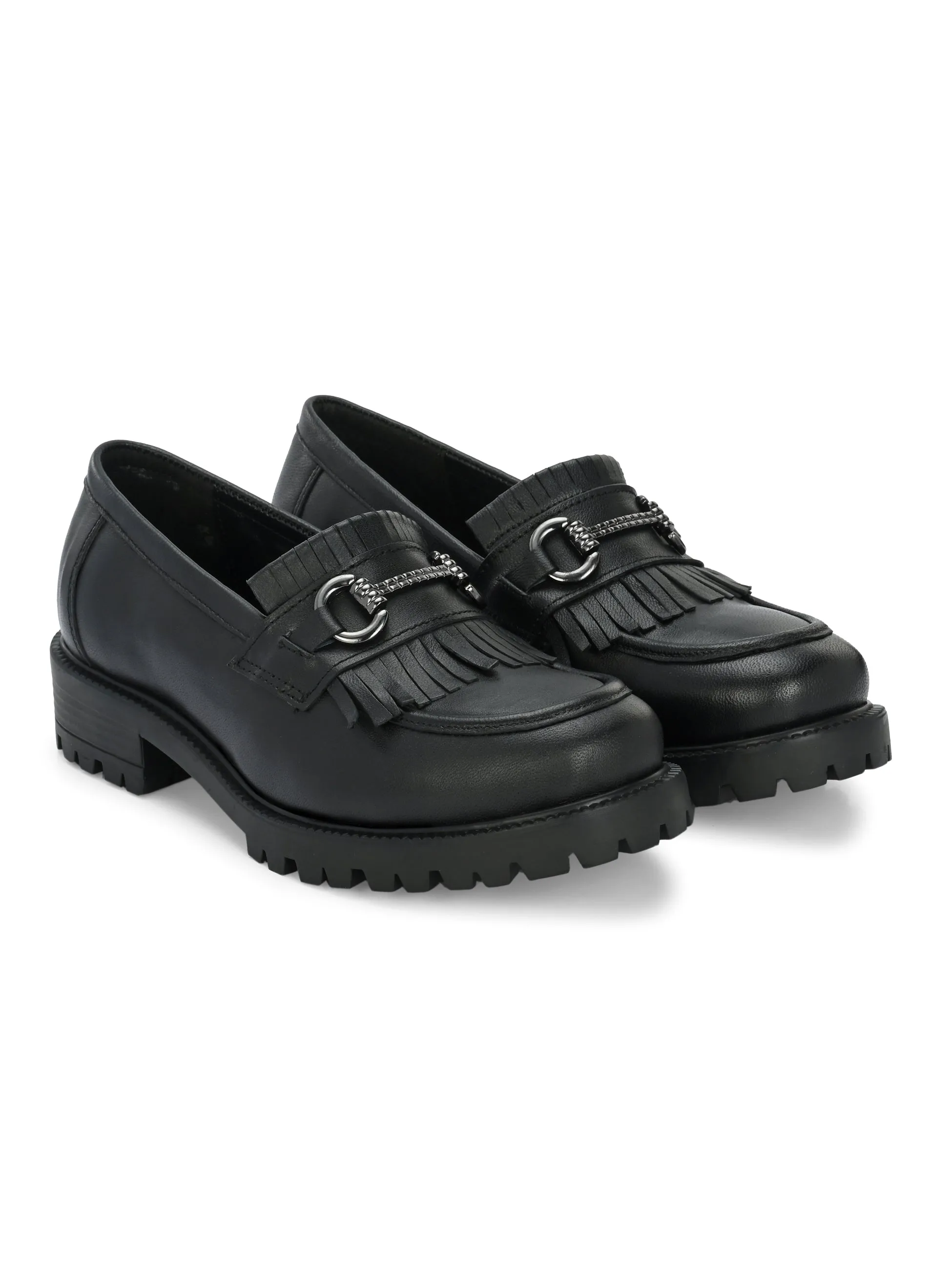 CARLO ROMANO BY WASAN GENUINE LEATHER BLACK COLOUR MOCCASIN FOR  WOMEN