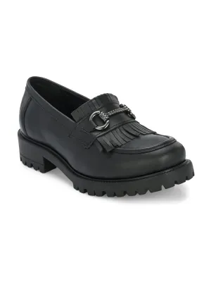 CARLO ROMANO BY WASAN GENUINE LEATHER BLACK COLOUR MOCCASIN FOR  WOMEN