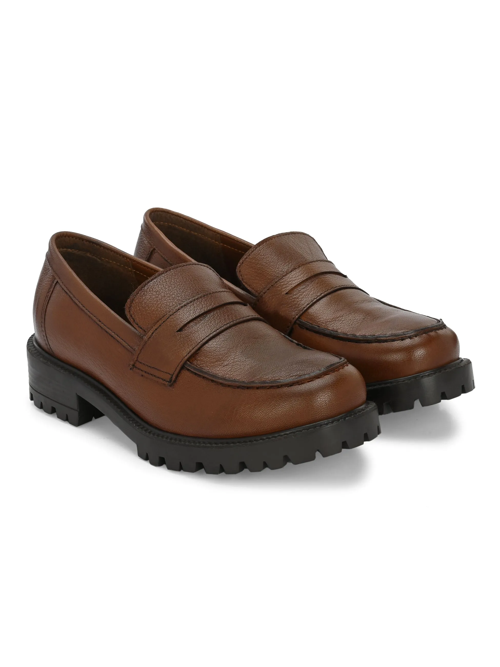 CARLO ROMANO BY WASAN GENUINE LEATHER TAN COLOUR MOCCASIN FOR  WOMEN