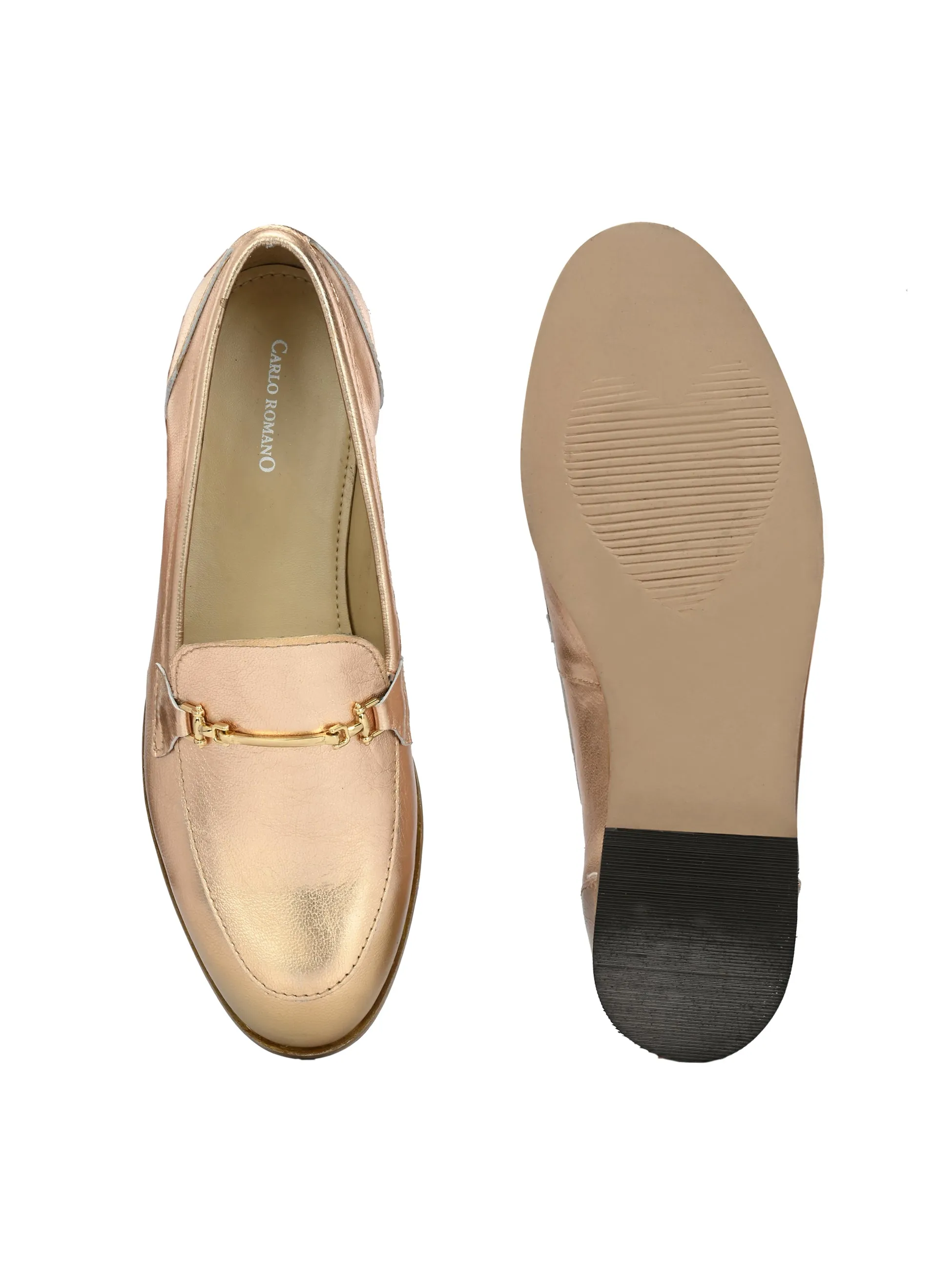 CARLO ROMANO BY WASAN GOLD COLOUR MOCCASIN SHOE FOR WOMEN