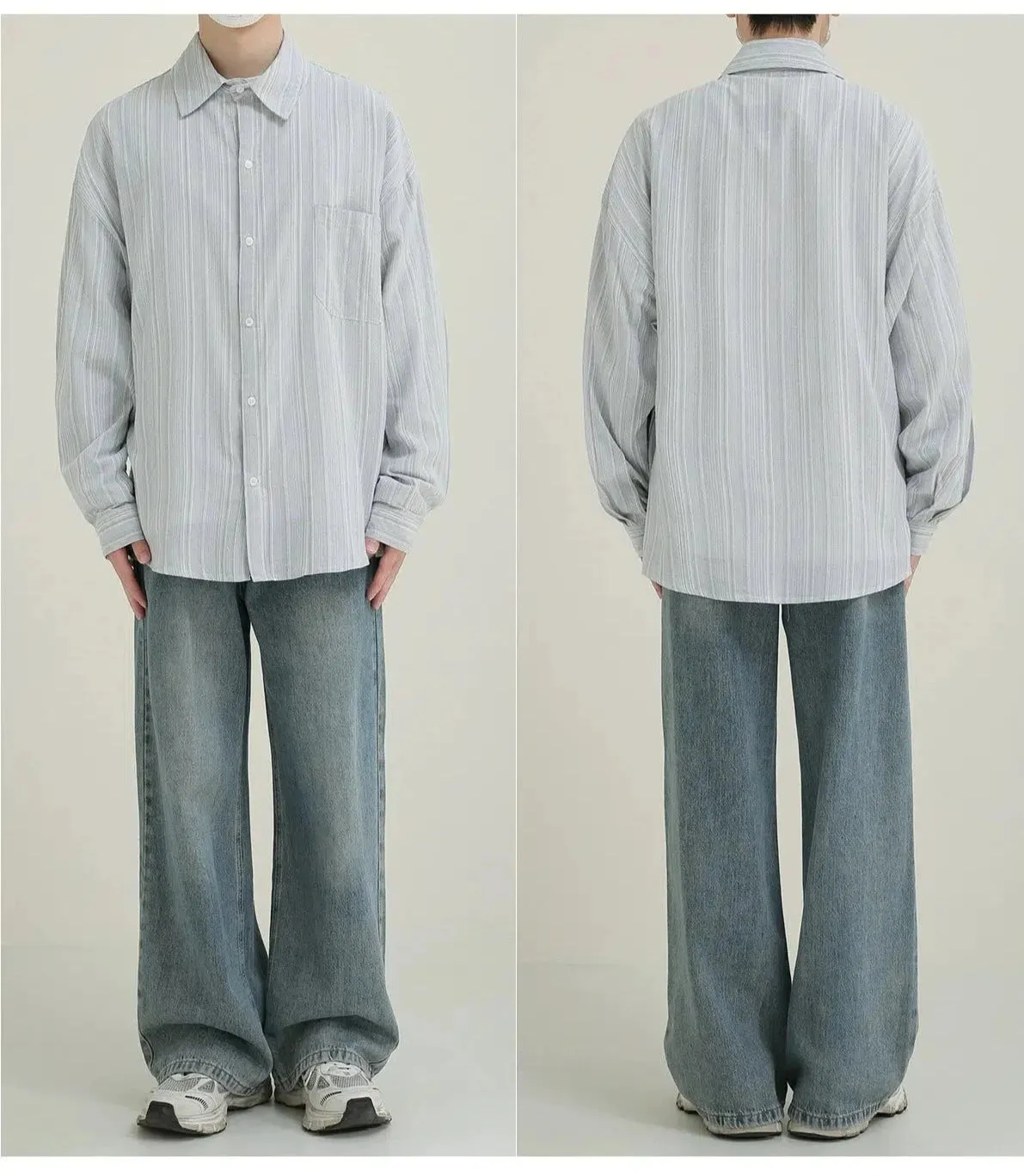 Casual Fit Long-sleeved Striped Shirt