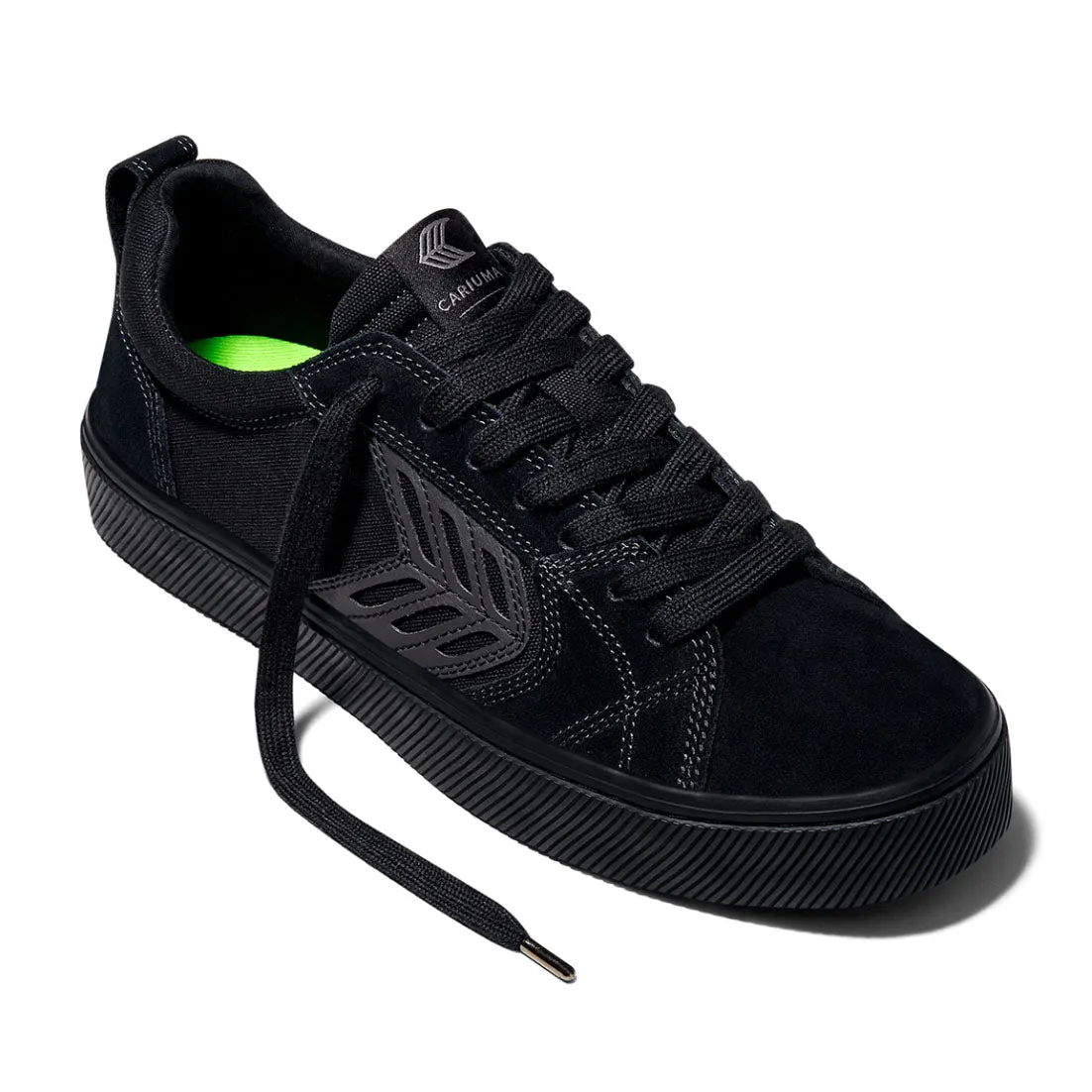CATIBA PRO ALL BLACK SUEDE AND CANVAS ASH GREY LOGO SNEAKER
