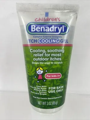 Childrens Benadryl Itch Relief Cooling Gel Original Outdoor bites Ivy 3oz 8/22