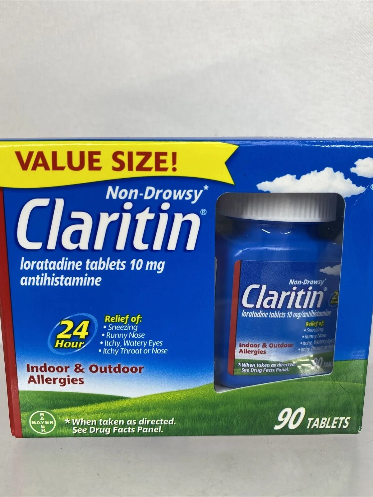 Claritin Non-Drowsy Antihistamine Allergy 24hr Indoor & Outdoor 90 Tablets 3/23