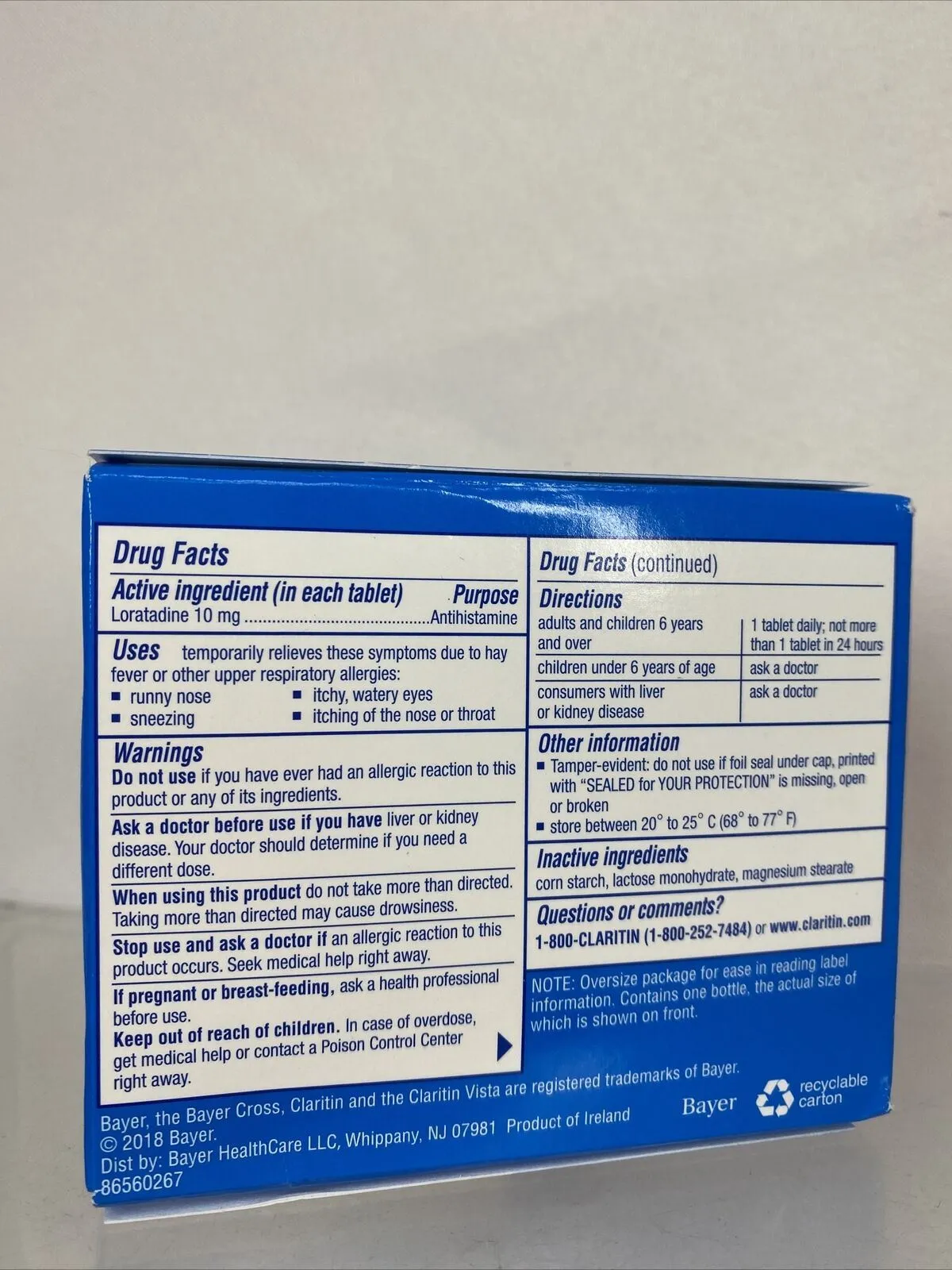 Claritin Non-Drowsy Antihistamine Allergy 24hr Indoor & Outdoor 90 Tablets 3/23