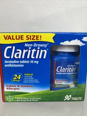 Claritin Non-Drowsy Antihistamine Allergy 24hr Indoor & Outdoor 90 Tablets 3/23