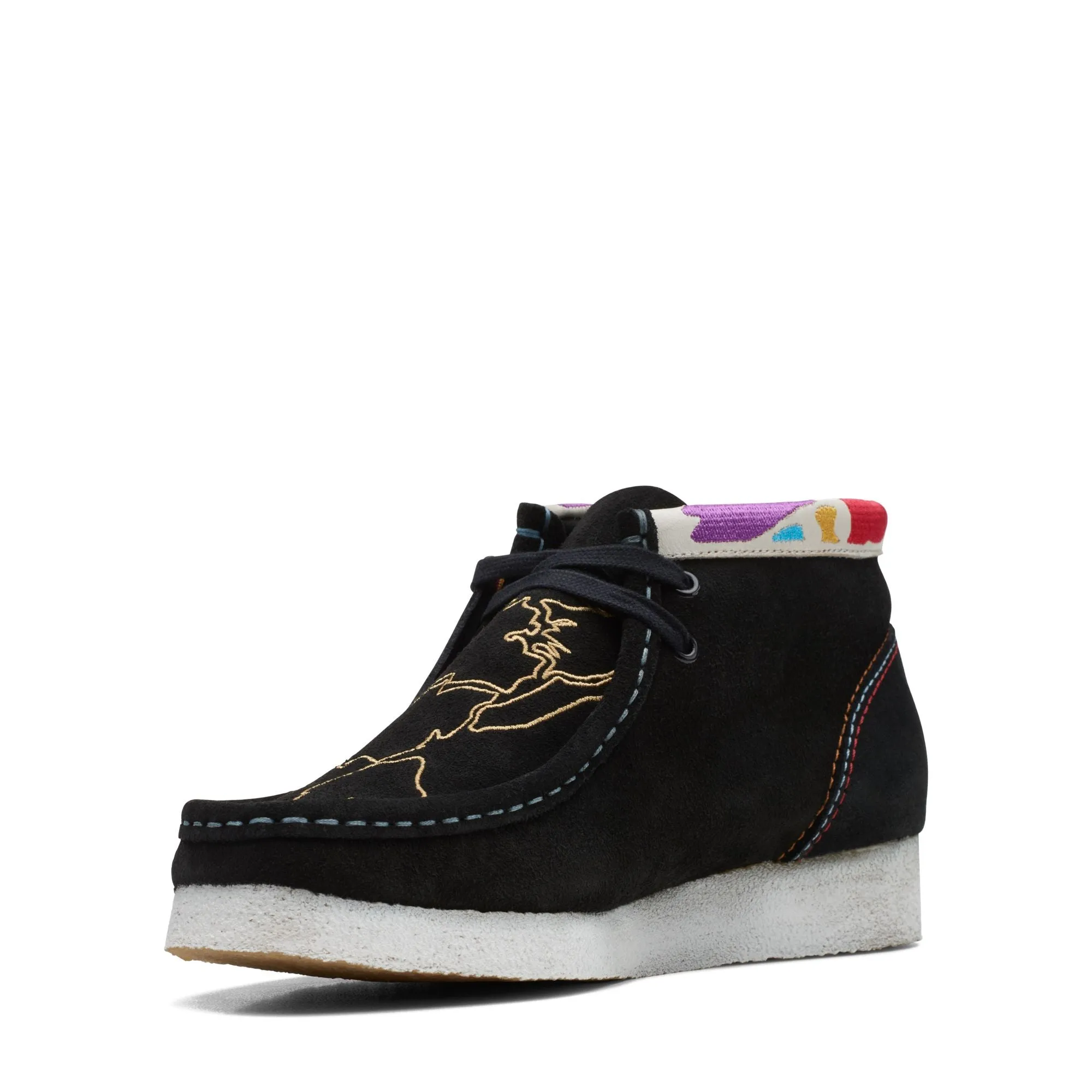 Clarks Women's Wallabee Boots Black Embroidery 26168582