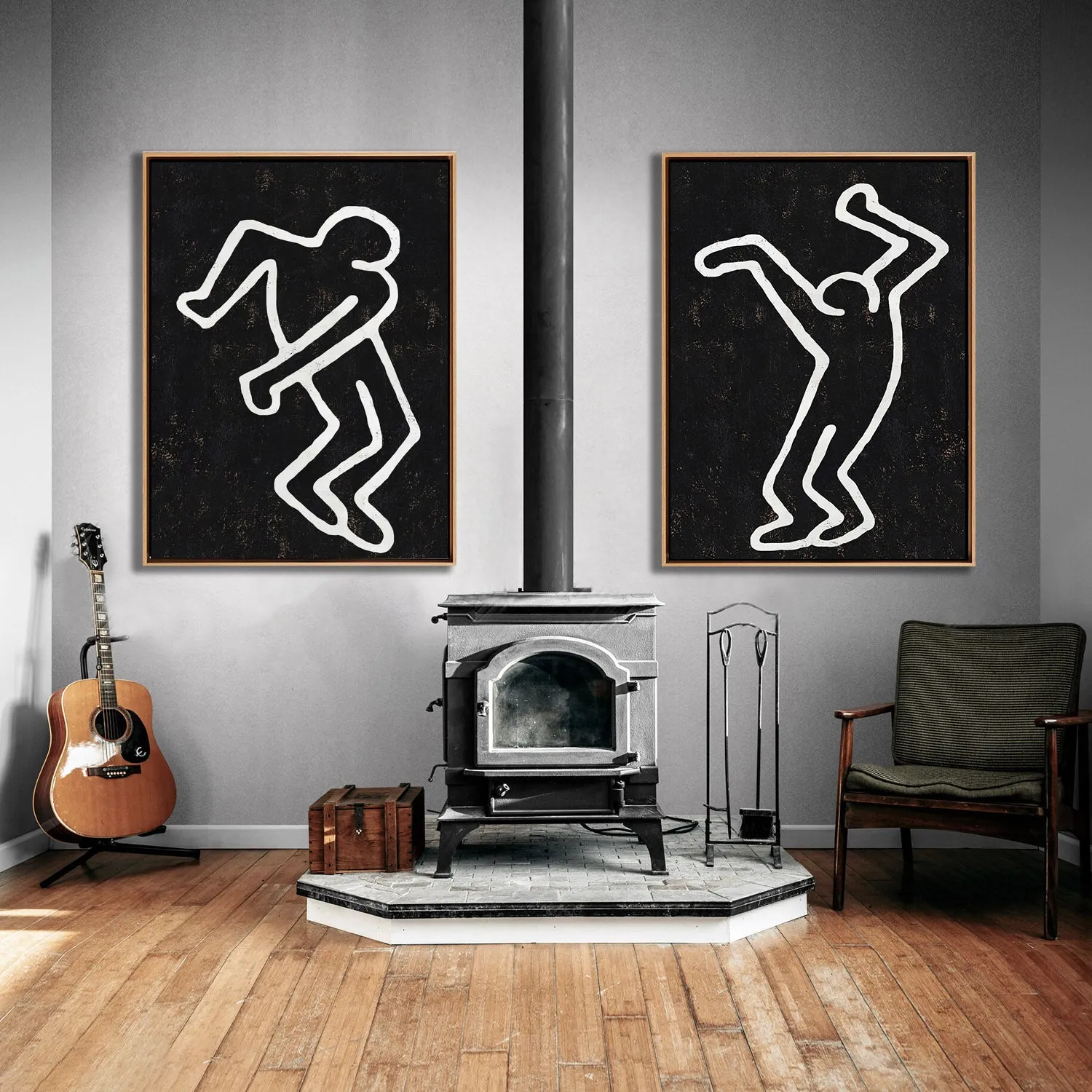 Copy of Copy of Set of 2 Minimal Painting Dancing Man P121
