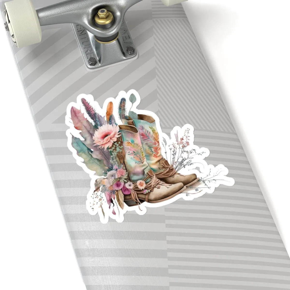 Cowboy Boots, Cactus and Floral, Boho, Western, Kiss-Cut Stickers