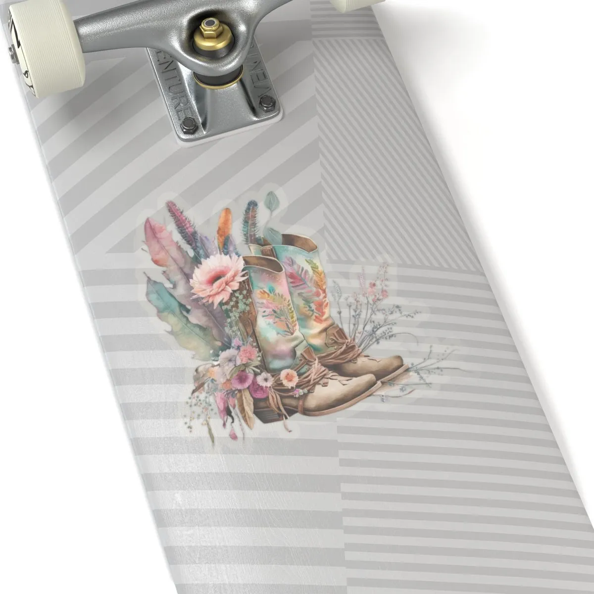 Cowboy Boots, Cactus and Floral, Boho, Western, Kiss-Cut Stickers
