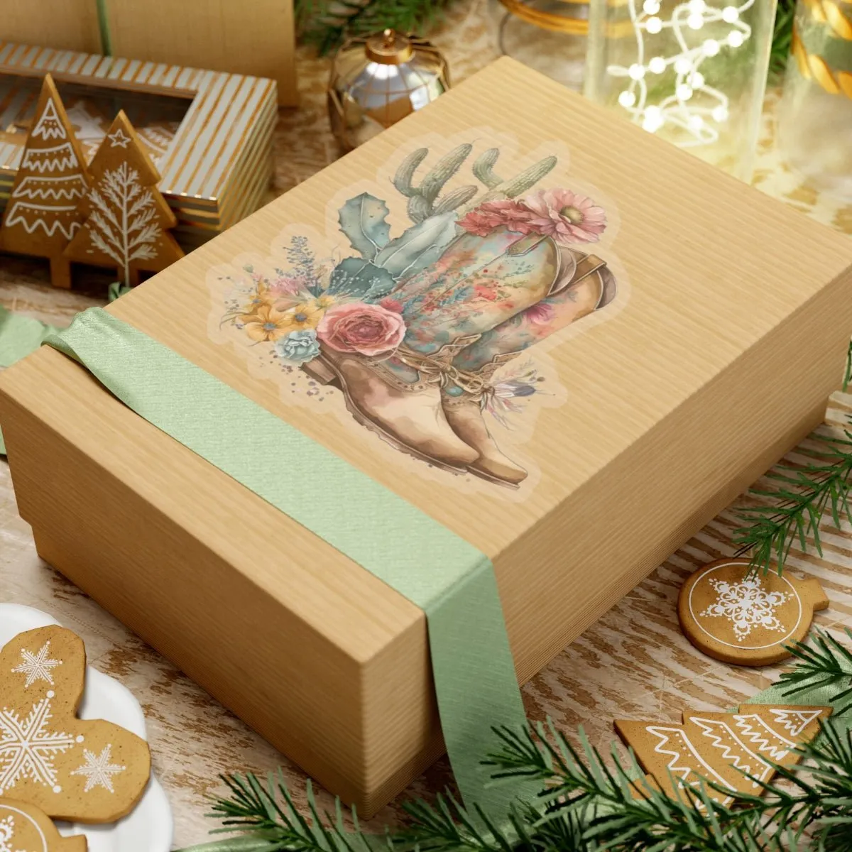 Cowboy Boots, Cactus and Floral Kiss-Cut Stickers,