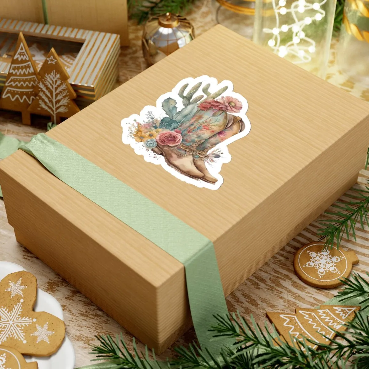 Cowboy Boots, Cactus and Floral Kiss-Cut Stickers,
