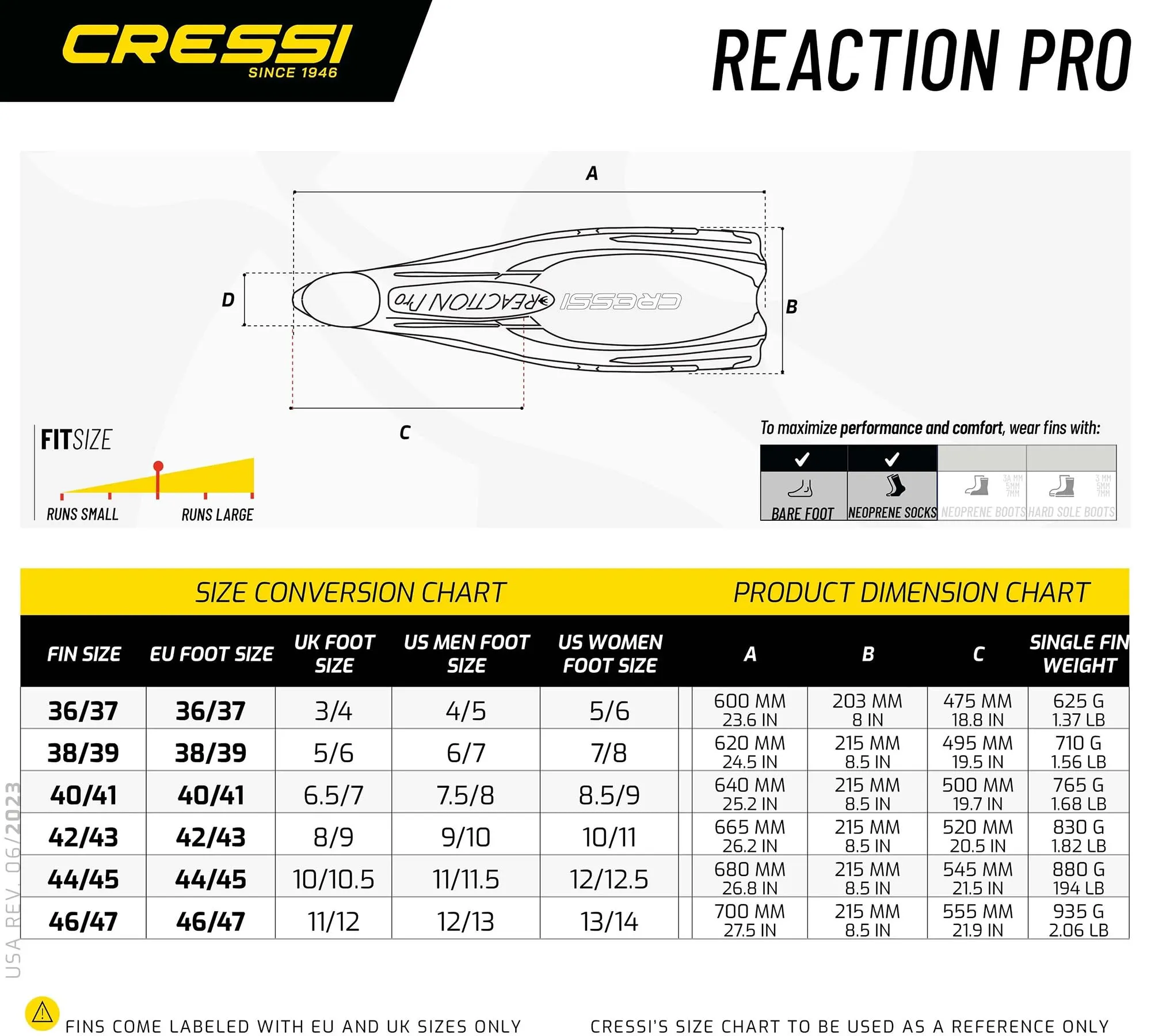 Cressi Reaction Pro, Black, 38/39
