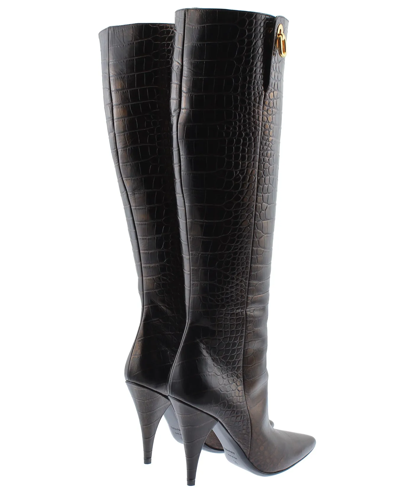Crocodile Embossed Leather Boots