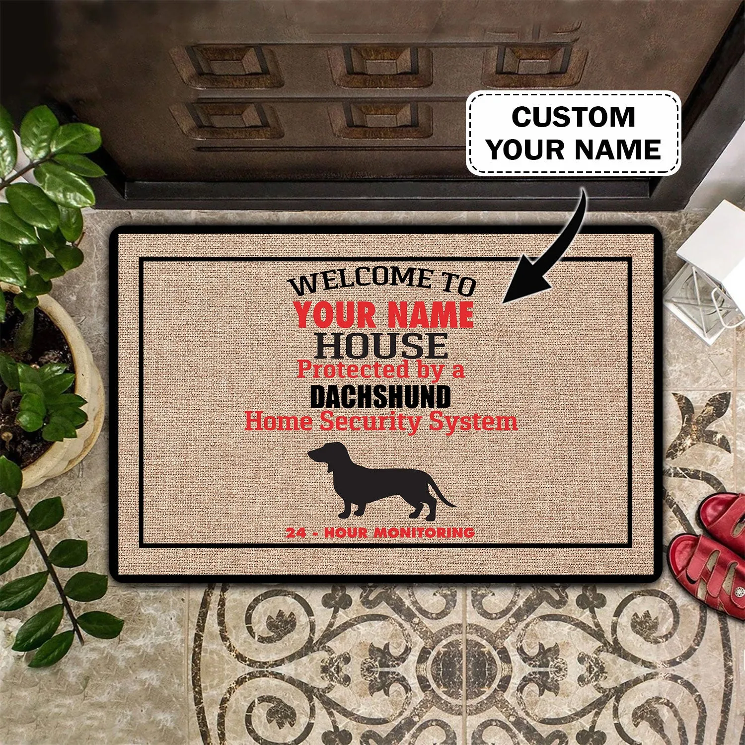 Dachshund Doormat - Personalized Name 3D - Vhv-doormat-002