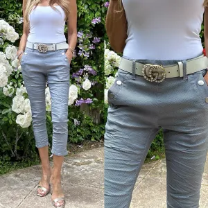 Dafna Button Capri Light Blue